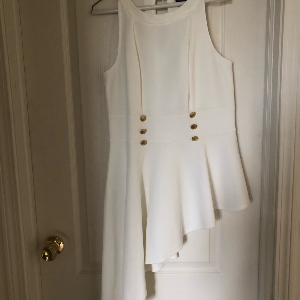White top. Low to high hem